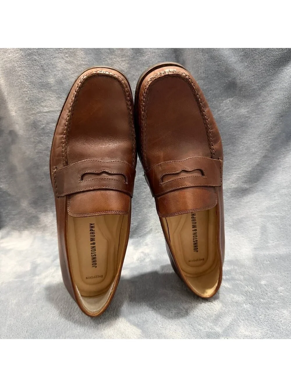 Johnston & Murphy Men's Brown Penny Loafers 9.5 M Sheepskin Slip On